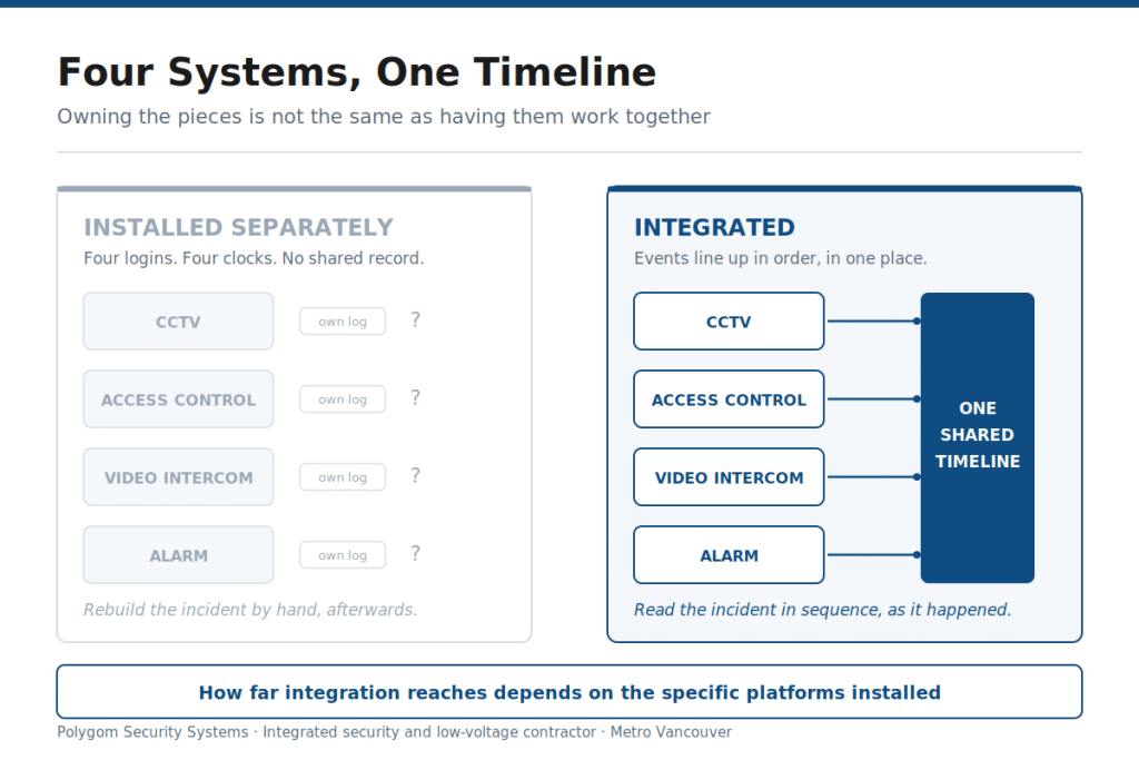 Security System Integration with Cameras, Access Control and Video Intercom